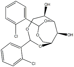 1-O,5-O:3-O,6-O-ビス(2-クロロベンジリデン)-L-グルシトール 化学構造式