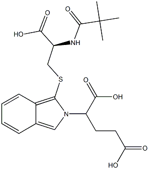 S-[2-(1,3-ジカルボキシプロピル)-2H-イソインドール-1-イル]-N-ピバロイル-L-システイン 化学構造式