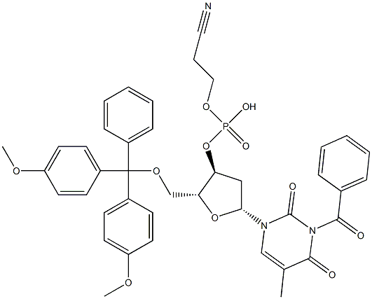 5'-O-[Bis(4-methoxyphenyl)(phenyl)methyl]-3-benzoylthymidine 3'-phosphoric acid (2-cyanoethyl) ester