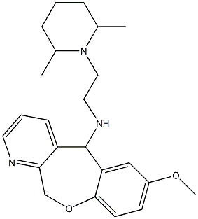 5,11-ジヒドロ-5-[2-(2,6-ジメチル-1-ピペリジニル)エチルアミノ]-7-メトキシ[1]ベンゾオキセピノ[3,4-b]ピリジン 化学構造式