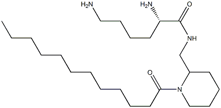 (2S)-2,6-ジアミノ-N-[(1-ドデカノイル-2-ピペリジニル)メチル]ヘキサンアミド 化学構造式