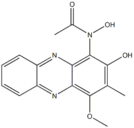 1-(Acetylhydroxyamino)-3-methyl-4-methoxyphenazin-2-ol Struktur