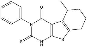 1,2,5,6,7,8-Hexahydro-3-phenyl-5-methyl-2-thioxo[1]benzothieno[2,3-d]pyrimidin-4(3H)-one 结构式