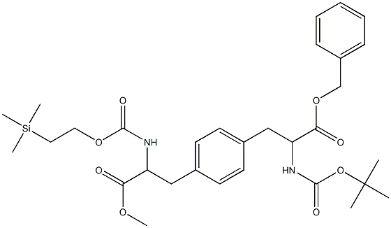 2-[(tert-ブトキシ)カルボニルアミノ]-3-[4-[2-(メトキシカルボニル)-2-[[2-(トリメチルシリル)エトキシカルボニル]アミノ]エチル]フェニル]プロピオン酸ベンジル 化学構造式
