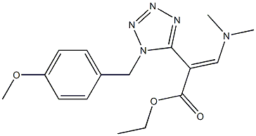 (E)-3-(ジメチルアミノ)-2-[1-(4-メトキシベンジル)-1H-テトラゾール-5-イル]アクリル酸エチル 化学構造式