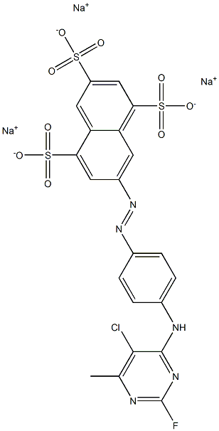 7-[p-[(5-Chloro-2-fluoro-6-methyl-4-pyrimidinyl)amino]phenylazo]-1,3,5-naphthalenetrisulfonic acid trisodium salt Structure