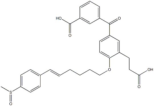 5-(3-Carboxybenzoyl)-2-[(E)-6-(4-methylsulfinylphenyl)-5-hexenyloxy]benzenepropanoic acid 结构式
