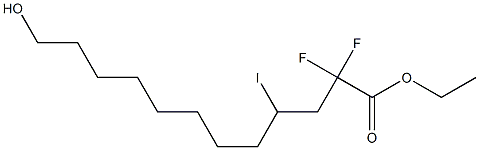 2,2-ジフルオロ-4-ヨード-12-ヒドロキシドデカン酸エチル 化学構造式