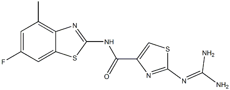 2-(Diaminomethyleneamino)-N-(6-fluoro-4-methyl-2-benzothiazolyl)thiazole-4-carboxamide 结构式