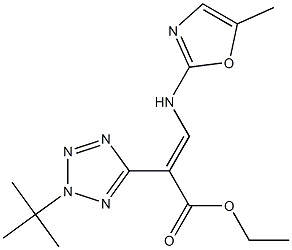 2-(2-tert-Butyl-2H-tetrazol-5-yl)-3-[(5-methyloxazol-2-yl)amino]acrylic acid ethyl ester Struktur