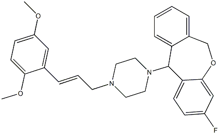 3-フルオロ-11-[4-[(E)-2,5-ジメトキシシンナミル]-1-ピペラジニル]-6,11-ジヒドロジベンゾ[b,e]オキセピン 化学構造式