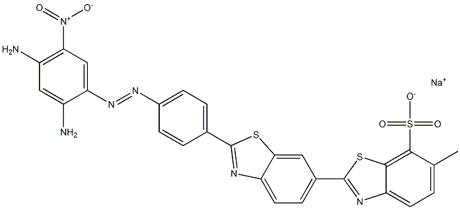 2-[2-[4-[(2,4-Diamino-5-nitrophenyl)azo]phenyl]-6-benzothiazolyl]-6-methylbenzothiazole-7-sulfonic acid sodium salt 结构式