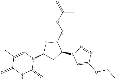 5'-O-アセチル-3'-(4-エトキシ-1H-1,2,3-トリアゾール-1-イル)-3'-デオキシチミジン 化学構造式