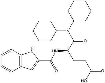 (R)-5-(Dicyclohexylamino)-4-[((1H-indol-2-yl)carbonyl)amino]-5-oxopentanoic acid Struktur