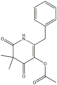 酢酸[(2-ベンジル-4,6-ジオキソ-5,5-ジメチル-1,5-ジヒドロピリジン)-3-イル] 化学構造式
