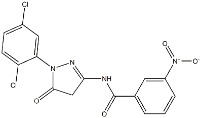 1-(2,5-ジクロロフェニル)-3-(3-ニトロベンゾイルアミノ)-5(4H)-ピラゾロン 化学構造式
