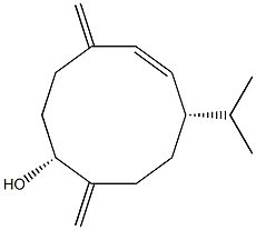 (1R,5E,7S)-7-イソプロピル-4,10-ジメチレン-5-シクロデセン-1-オール 化学構造式