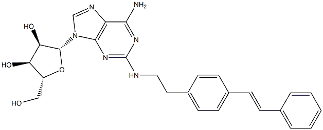 2-[2-[4-[(E)-2-Phenylethenyl]phenyl]ethylamino]adenosine Struktur