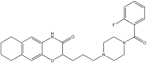 2-[3-[4-(2-フルオロベンゾイル)ピペラジン-1-イル]プロピル]-6,7,8,9-テトラヒドロ-2H-ナフト[2,3-b][1,4]オキサジン-3(4H)-オン 化学構造式
