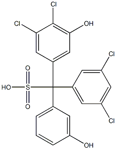 (3,5-ジクロロフェニル)(3,4-ジクロロ-5-ヒドロキシフェニル)(3-ヒドロキシフェニル)メタンスルホン酸 化学構造式