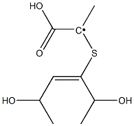 1-カルボキシ-1-[(1-(1-ヒドロキシエチル)-2-(1-ヒドロキシエチル)エテニル)チオ]エチルラジカル 化学構造式