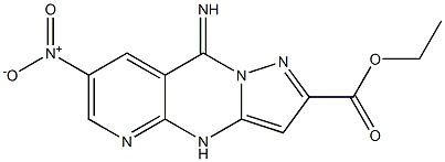 9-イミノ-7-ニトロ-4,9-ジヒドロピラゾロ[1,5-a]ピリド[2,3-d]ピリミジン-2-カルボン酸エチル 化学構造式