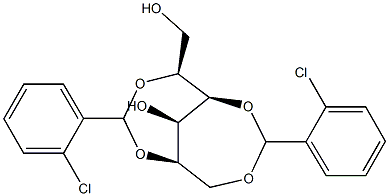 2-O,5-O:3-O,6-O-ビス(2-クロロベンジリデン)-D-グルシトール 化学構造式