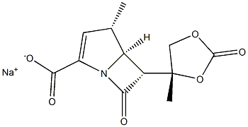 (4S,5S,6R)-4-Methyl-6-[(4R)-4-methyl-2-oxo-1,3-dioxolan-4-yl]-7-oxo-1-azabicyclo[3.2.0]hept-2-ene-2-carboxylic acid sodium salt 结构式