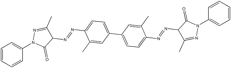 4,4'-ビス(4,5-ジヒドロ-1-フェニル-3-メチル-5-オキソ-1H-ピラゾール-4-イルアゾ)-3,3'-ジメチルビフェニル 化学構造式