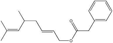 Phenylacetic acid 5,7-dimethyl-2,6-octadienyl ester Struktur
