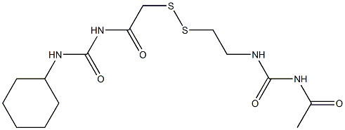 1-Acetyl-3-[2-[[(3-cyclohexylureido)carbonylmethyl]dithio]ethyl]urea Struktur