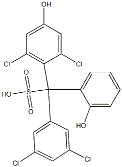 (3,5-ジクロロフェニル)(2,6-ジクロロ-4-ヒドロキシフェニル)(2-ヒドロキシフェニル)メタンスルホン酸 化学構造式