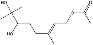 (E)-2,6-ジメチル-8-アセトキシ-6-オクテン-2,3-ジオール 化学構造式