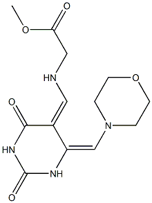 (5Z,6E)-5,6-Dihydro-5-(2-methoxy-2-oxoethyl)aminomethylene-6-morpholinomethylenepyrimidine-2,4(1H,3H)-dione Structure