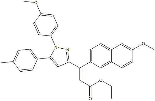 (E)-3-(6-Methoxy-2-naphtyl)-3-[[1-(4-methoxyphenyl)-5-(4-methylphenyl)-1H-pyrazol]-3-yl]propenoic acid ethyl ester Structure