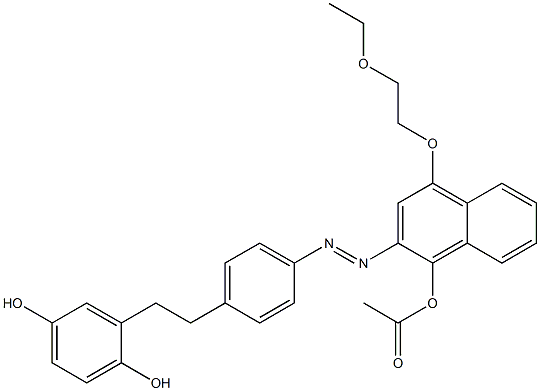 酢酸4-(2-エトキシエトキシ)-2-[4-(2,5-ジヒドロキシフェネチル)フェニルアゾ]-1-ナフチル 化学構造式