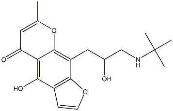 9-[3-(tert-Butylamino)-2-hydroxypropyl]-4-hydroxy-7-methyl-5H-furo[3,2-g][1]benzopyran-5-one Struktur