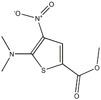 2-(ジメチルアミノ)-3-ニトロ-5-メトキシカルボニルチオフェン 化学構造式