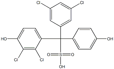 (3,5-ジクロロフェニル)(2,3-ジクロロ-4-ヒドロキシフェニル)(4-ヒドロキシフェニル)メタンスルホン酸 化学構造式