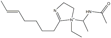 1-[1-(アセチルアミノ)エチル]-1-エチル-2-(5-ヘプテニル)-2-イミダゾリン-1-イウム 化学構造式