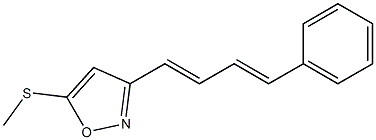 3-[(1E,3E)-4-[フェニル]-1,3-ブタジエニル]-5-(メチルチオ)イソオキサゾール 化学構造式