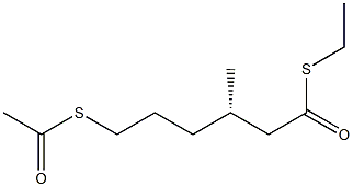 [S,(-)]-6-(アセチルチオ)-3-メチルヘキサンチオ酸S-エチル 化学構造式