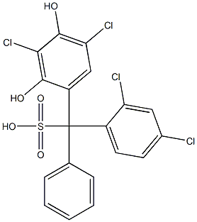 (2,4-ジクロロフェニル)(3,5-ジクロロ-2,4-ジヒドロキシフェニル)フェニルメタンスルホン酸 化学構造式
