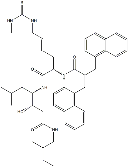 (3S,4S)-4-[[(2S,4E)-2-[2,2-Bis(1-naphthalenylmethyl)-1-oxoethylamino]-6-[3-methyl(thioureido)]-4-hexenoyl]amino]-3-hydroxy-6-methyl-N-(2-methylbutyl)heptanamide 结构式