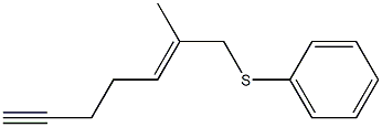 (E)-6-メチル-7-(フェニルチオ)5-ヘプテン-1-イン 化学構造式