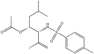 Acetic acid (1R)-1-[(S)-1-(tosylamino)-2-iodo-2-propenyl]-3-methylbutyl ester Structure