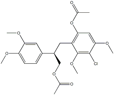 [R,(-)]-3-(3-Chloro-6-acetyloxy-2,4-dimethoxyphenyl)-2-(3,4-dimethoxyphenyl)-1-propanol acetate Structure