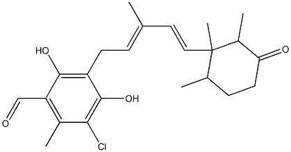 5-Chloro-3-[5-(1,2,6-trimethyl-3-oxocyclohexyl)-3-methyl-2,4-pentadienyl]-2,4-dihydroxy-6-methylbenzaldehyde Structure