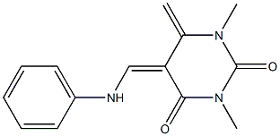 (Z)-5,6-Dihydro-6-methylene-5-(phenylaminomethylene)-1,3-dimethylpyrimidine-2,4(1H,3H)-dione Structure