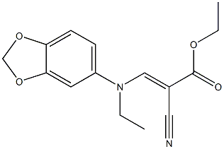 (E)-2-シアノ-3-[N-エチル-N-(1,3-ベンゾジオキソール-5-イル)アミノ]アクリル酸エチル 化学構造式